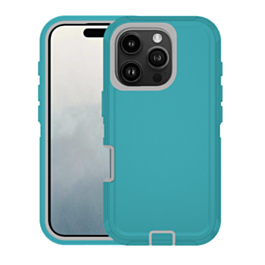 Heavy Duty Case for iPhone 16 Pro (TEAL & WHITE) (Only Ground Shipping)