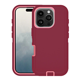 Heavy Duty Case for iPhone 16 Pro (MAROON & PINK) (Only Ground Shipping)