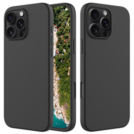 Soft Solid Silicone Case (Full Buttom Cover) - BLACK for iPhone 16 Pro Max (Only Ground Shipping)