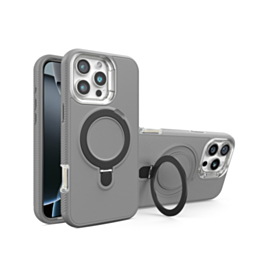 Support Heavy Duty Case with Wireless Charging Kickstand - GRAY for iPhone 16 Pro Max (Only Ground Shipping)