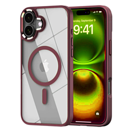 Shiny Magnetic Clear Cases (Burgundy) for iPhone 17 (Only Ground Shipping)