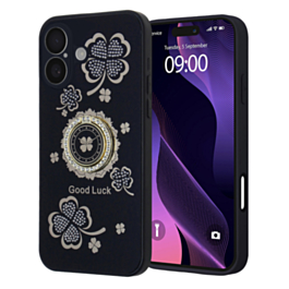 Luxury Diamond Shiny Cases with Ring - BLACK for iPhone 17 (Only Ground Shipping)
