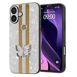 Luxury Diamond Shiny Cases with Butterfly Design - WHITE for iPhone 17 (Only Ground Shipping)