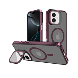 Slim Transparent Camera Stand Case with Wireless Charging - RED for iPhone 17 (Only Ground Shipping)