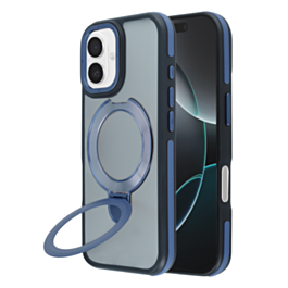 Matte Transparent Case with Wireless Charging Kickstand - BLUE for iPhone 17 (Only Ground Shipping)