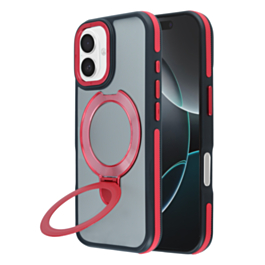 Matte Transparent Case with Wireless Charging Kickstand - RED for iPhone 17 (Only Ground Shipping)