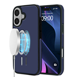 Full Cover Leather Design Wireless Charging Case - DARK BLUE for iPhone 17 (Only Ground Shipping)