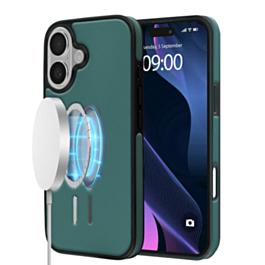 Full Cover Leather Design Wireless Charging Case - DARK GREEN for iPhone 17 (Only Ground Shipping)