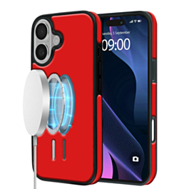 Full Cover Leather Design Wireless Charging Case - RED for iPhone 17 (Only Ground Shipping)