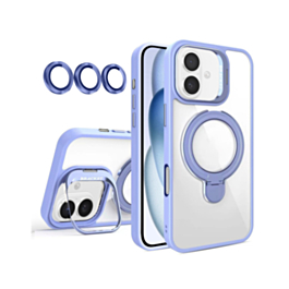 Magnetic Clear Case with 2 Kickstand & Camera Lens - LIGHT PURPLE for iPhone 17 (Only Ground Shipping)