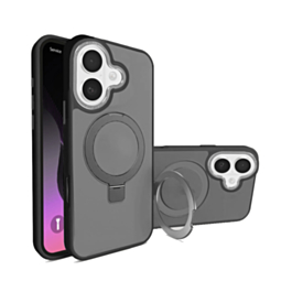 Carbon Wireless Charging Case with Ring Stand - BLACK for iPhone 17 (Only Ground Shipping)