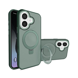 Carbon Wireless Charging Case with Ring Stand - GREEN for iPhone 17 (Only Ground Shipping)