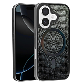 Wireless Charging Bling Diamond Crystal Case - BLACK for iPhone 17 (Only Ground Shipping)