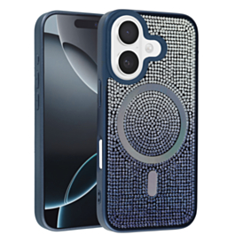 Wireless Charging Bling Diamond Crystal Case - BLUE for iPhone 17 (Only Ground Shipping)