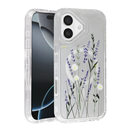 Flower Design Transparent Case with Wireless Charger - Style 4 for iPhone 17 (Only Ground Shipping)