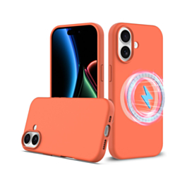 Soft Solid Silicone Case with Wireless Charging - ORANGE for iPhone 17 (Only Ground Shipping)