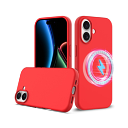 Soft Solid Silicone Case with Wireless Charging - RED for iPhone 17 (Only Ground Shipping)
