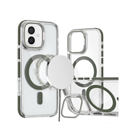 Thin Magnetic Clear Case with Camera Stand Kickstand - GRAY for iPhone 17 (Only Ground Shipping)