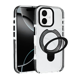 Transparent Case with Wireless Charging Kickstand - BLACK for iPhone 17 (Only Ground Shipping)