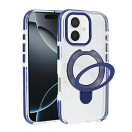 Transparent Case with Wireless Charging Kickstand - BLUE for iPhone 17 (Only Ground Shipping)