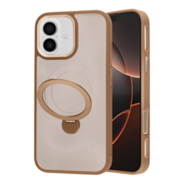 Luxury Matte Hard Magnetic Ring Holder Case - BROWN for iPhone 17 (Only Ground Shipping)