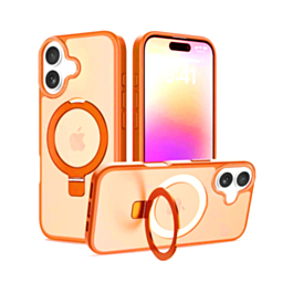 Carbon Wireless Charging Case with Ring Stand (ORANGE) for iPhone 17 (Only Ground Shipping)
