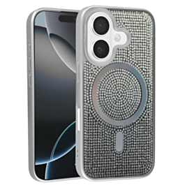 Thin Wireless Charging Bling Diamond Crystal Case - WHITE for iPhone 17 (Only Ground Shipping)