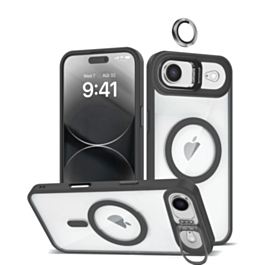 Thin Magnetic Clear Case with Camera Stand & Camera Cover - BLACK for iPhone Air (Only Ground Shipping)