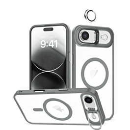 Thin Magnetic Clear Case with Camera Stand & Camera Cover - GRAY for iPhone Air (Only Ground Shipping)