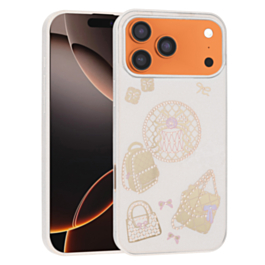 Luxury Diamond Shiny Cases with Bag Design - WHITE for iPhone 17 Pro (Only Ground Shipping)