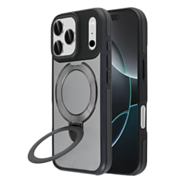 Matte Transparent Case with Wireless Charging Kickstand (Black) for iPhone 17 Pro / 18 Pro (Only Ground Shipping)