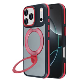 Matte Transparent Case with Wireless Charging Kickstand (Red) for iPhone 17 Pro / 18 Pro (Only Ground Shipping)
