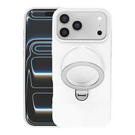 Pastel Shield Carbon Fiber Magnetic Kickstand Case (WHITE) for iPhone 17 Pro (Only Ground Shipping)
