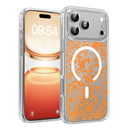 Glitter Transparent Magnetic Cases (ORANGE) for iPhone 17 Pro (Only Ground Shipping)