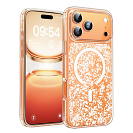 Glitter Transparent Magnetic Cases (WHITE) for iPhone 17 Pro (Only Ground Shipping)