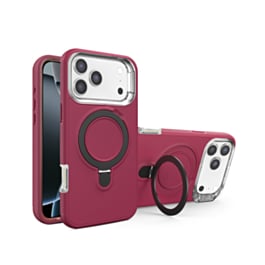 Support Heavy Duty Case with Wireless Charging Kickstand (Maroon) for iPhone 17 Pro / 18 Pro (Only Ground Shipping)