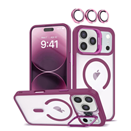 Thin Magnetic Clear Case with Camera Stand & Camera Cover - WINE for iPhone 17 Pro (Only Ground Shipping)
