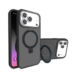 Carbon Wireless Charging Case with Ring Stand - BLACK for iPhone 17 Pro (Only Ground Shipping)