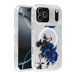 Flower Design Transparent Case with Wireless Charger - Style 2 for iPhone 17 Pro (Only Ground Shipping)