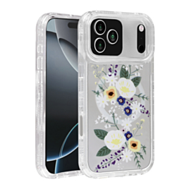 Flower Design Transparent Case with Wireless Charger - Style 3 for iPhone 17 Pro (Only Ground Shipping)
