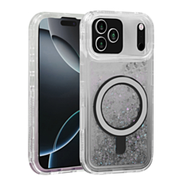 Wireless Charging Protective Glitter Liquid Bumper Case - BLACK for iPhone 17 Pro (Only Ground Shipping)