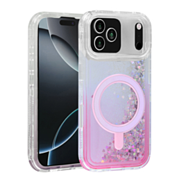 Wireless Charging Protective Glitter Liquid Bumper Case - PINK for iPhone 17 Pro (Only Ground Shipping)