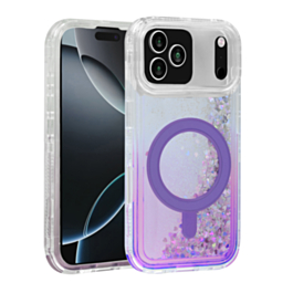 Wireless Charging Protective Glitter Liquid Bumper Case - PURPLE for iPhone 17 Pro (Only Ground Shipping)