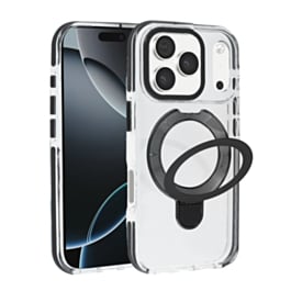 Transparent Wireless Charging Kickstand Case (Black) for iPhone 17 Pro / 18 Pro (Only Ground Shipping)