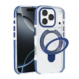Transparent Wireless Charging Kickstand Case (Blue) for iPhone 17 Pro / 18 Pro (Only Ground Shipping)