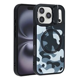 Camo Design Thin Magnetic Case with Camera Stand Kickstand - Style 4 for iPhone 17 Pro (Only Ground Shipping)
