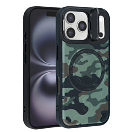 Camo Design Thin Magnetic Case with Camera Stand Kickstand - Style 8 for iPhone 17 Pro (Only Ground Shipping)