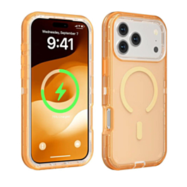 Wireless Charging Transparent Shockproof Case - ORANGE for iPhone 17 Pro (Only Ground Shipping)