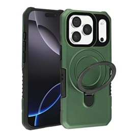 Hard PC Shockproof Case w /Ring Holder - GREEN for iPhone 17 Pro Max (Only Ground Shipping)