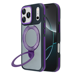 Matte Transparent Case with Wireless Charging Kickstand (Purple) for iPhone 17 Pro Max / 18 Pro Max (Only Ground Shipping)